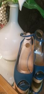 Teal Nine West Wedge Sandals